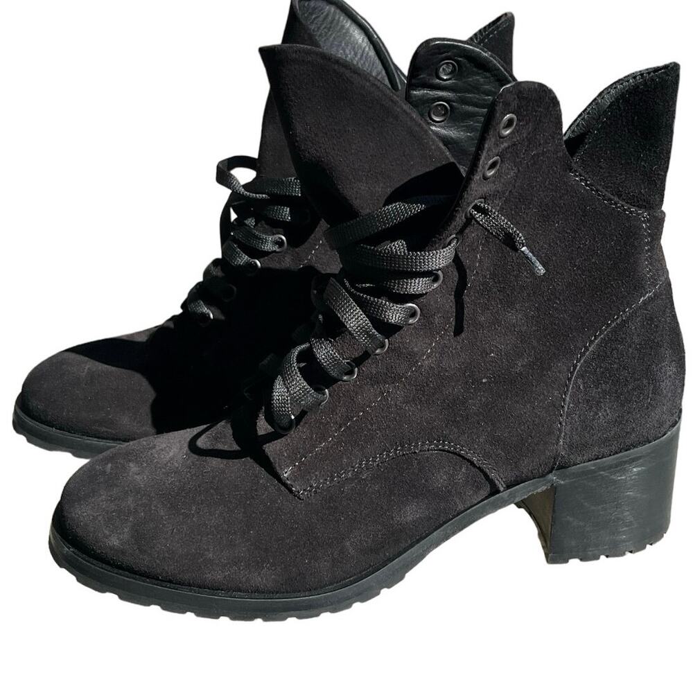 275 Central BLK Suede Leather Combat Lace Up Boots